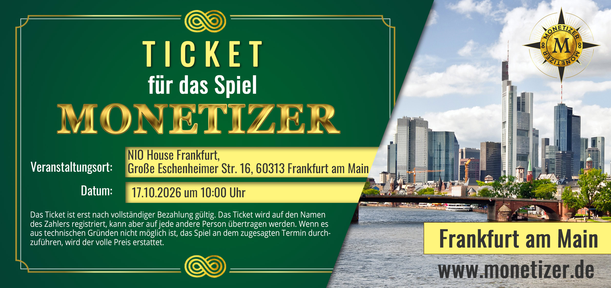 Business-Training Monetizer findet am 17.10.2026 in Frankfurt am Main statt.